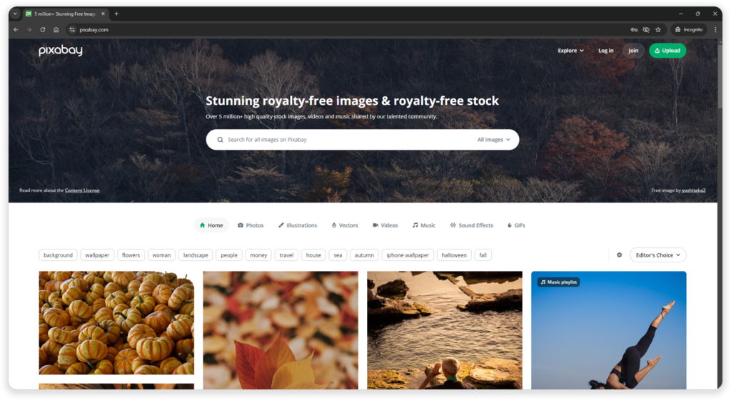 Pixabay website screenshot