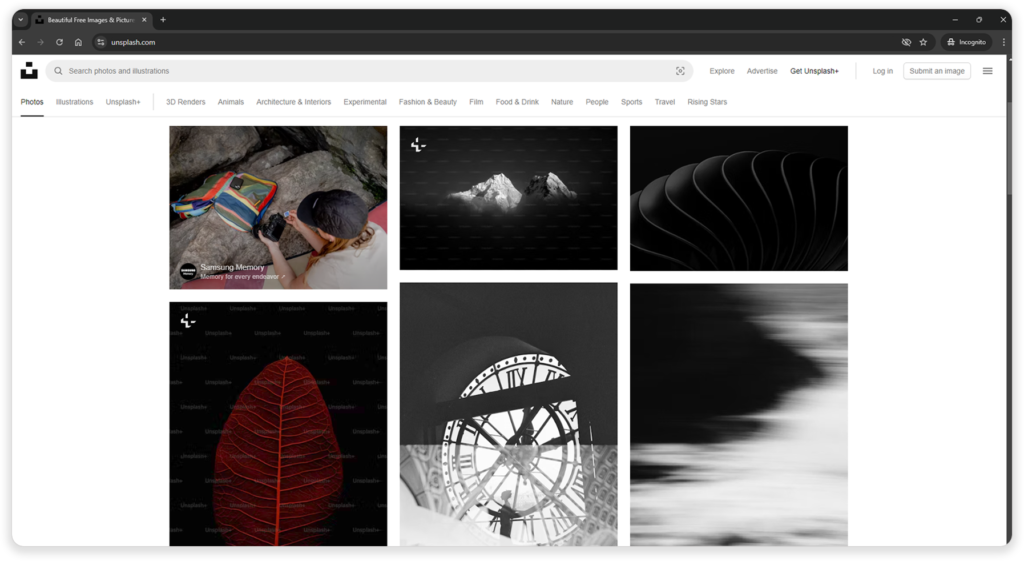 Unsplash website screenshot